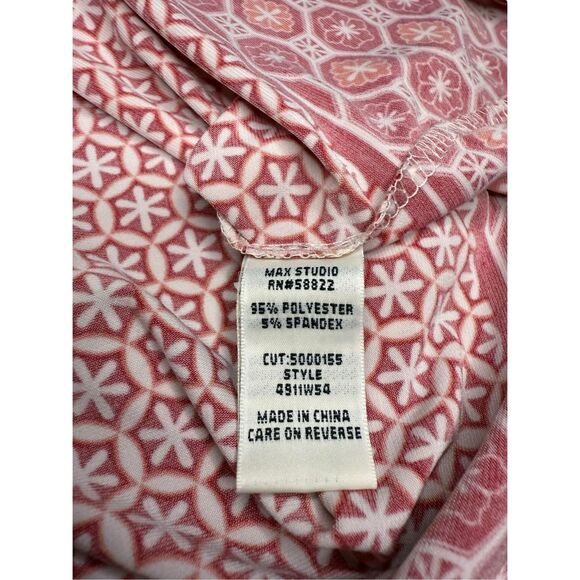 Max Studio Women’s Large Sleeveless Sheath Dress Red White Pleated Stretch - Picture 7 of 7